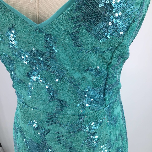 LULU'S SZ S Glittering Presence Teal Green Sequin Lace-Up Maxi Dress NEW B17 - Picture 4 of 9